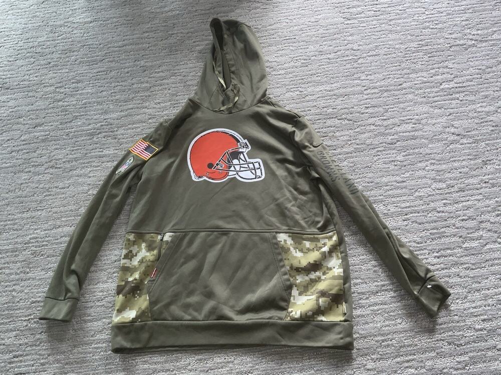 Cleveland Browns Hoodie Mens XL Beige NFL Football Nike Salute To Service